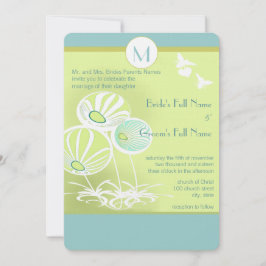 Invitación a la boda de las flores azules de Aqua 