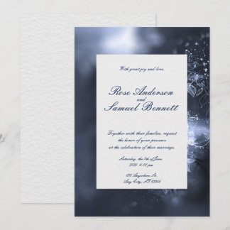 Invitación a la boda de las flores azules de color