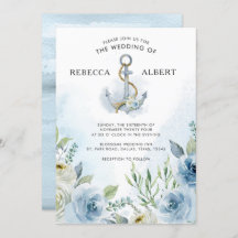 Invitación a la boda de las flores azules polvorie