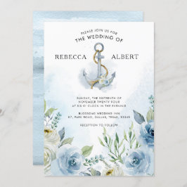 Invitación a la boda de las flores azules polvorie