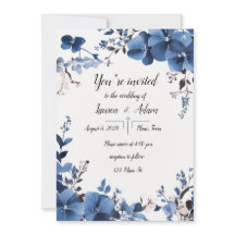 Invitación a la boda de las flores azules reales