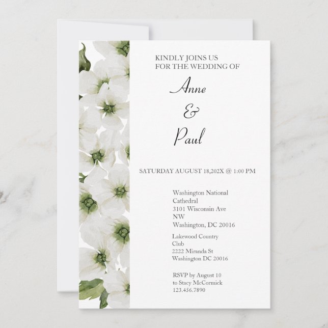 Invitación a la boda de las flores blancas (Anverso)