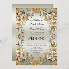 Invitación a la boda de las flores blancas ornadas