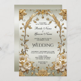 Invitación a la boda de las flores blancas ornadas