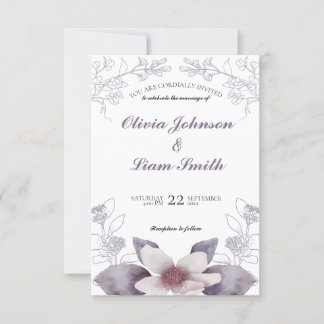 Invitación a la boda de las flores de acuarela clá