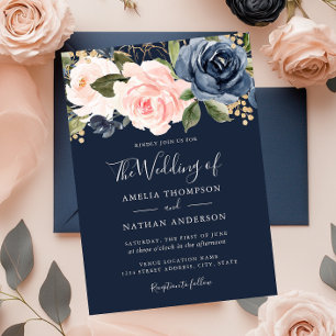 Invitación a la boda de las flores de acuarela de 
