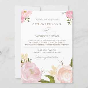 Invitación a la boda de las flores de acuarela rom
