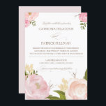 Invitación a la boda de las flores de acuarela rom<br><div class="desc">Invitación de boda caprichosa con adorables ilustraciones acuarelas de peonías y rosas. Forma parte de una suite boda. Los elementos coincidentes están disponibles.</div>