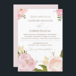 Invitación a la boda de las flores de acuarela rom<br><div class="desc">Invitación de boda caprichosa con adorables ilustraciones acuarelas de peonías y rosas. Forma parte de una suite boda. Los elementos coincidentes están disponibles.</div>