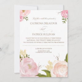 Invitación a la boda de las flores de acuarela rom