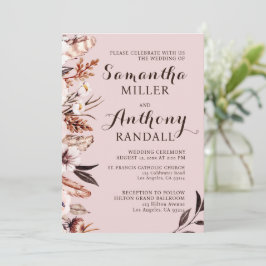 Invitación a la boda de las flores de acuarela sil