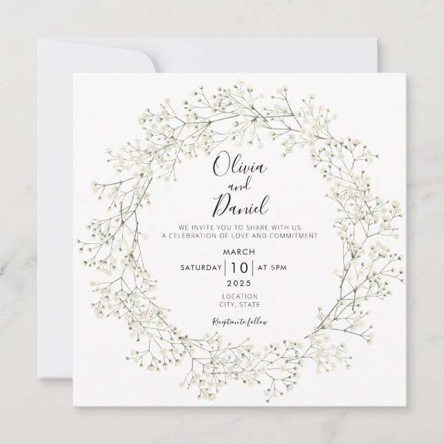 Invitación a la boda de las flores de aliento del  (Anverso)