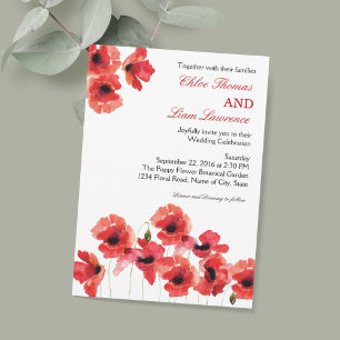 Invitación a la boda de las flores de amapola