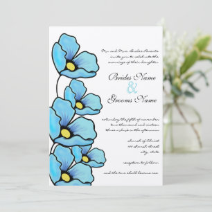 Invitación a la boda de las flores de amapola azul