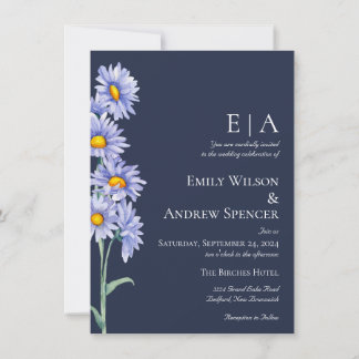Invitación a la boda de las flores de Aster Azul d