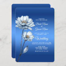 Invitación a la boda de las flores de color azul
