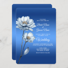 Invitación a la boda de las flores de color azul