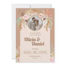 Invitación a la boda de las flores de color beige
