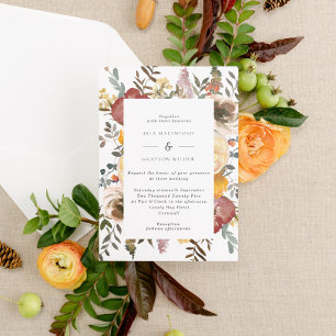 Invitación a la boda de las flores de color de agu