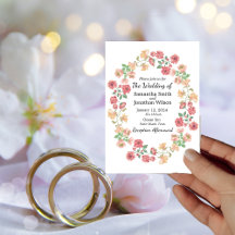 Invitación a la boda de las flores de color de agu