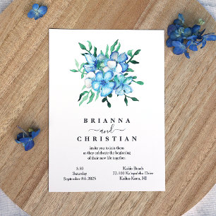 Invitación a la boda de las flores de hibiscus azu