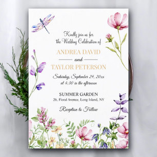 Invitación a la boda de las flores de jardín acuar