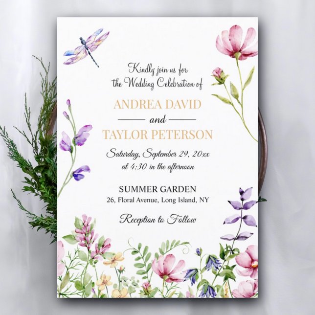 Invitación a la boda de las flores de jardín acuar (Subido por el creador)