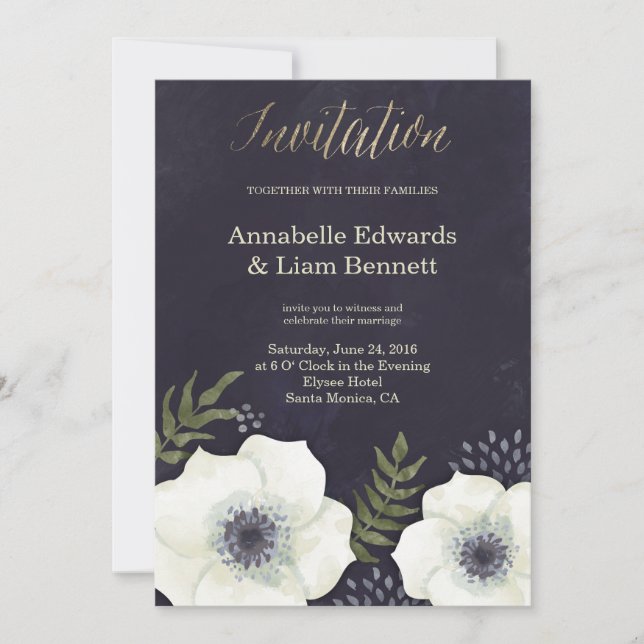 Invitación a la boda de las flores de la noche de  (Anverso)