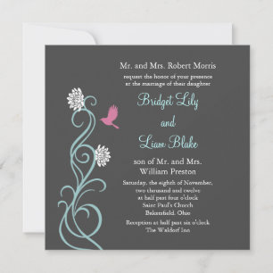 Invitación a la boda de las flores de Lotus (gris)