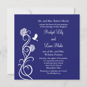 Invitación a la boda de las flores de Lotus (índig