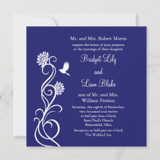 Invitación a la boda de las flores de Lotus (índig