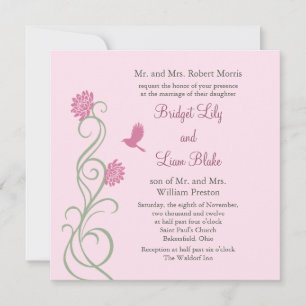 Invitación a la boda de las flores de Lotus (rosa)