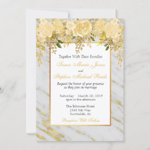 Invitación a la boda de las flores de mármol metál