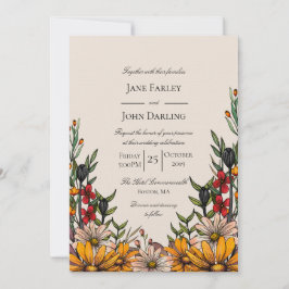 Invitación a la boda de las flores de otoño