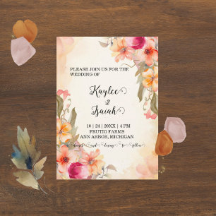 Invitación a la boda de las flores de otoño