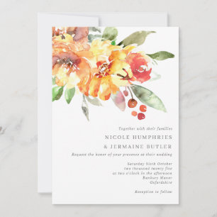 Invitación a la boda de las flores de otoño de acu