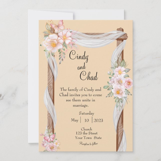 Invitación a la boda de las flores de primavera (Anverso)