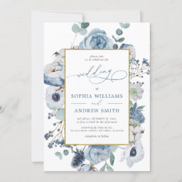 Invitación a la boda de las flores de Rosa azul