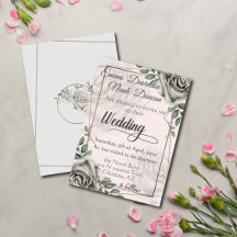 Invitación a la boda de las flores de rosa blanca 