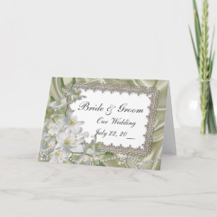 Invitación a la boda de las flores de satén y blan