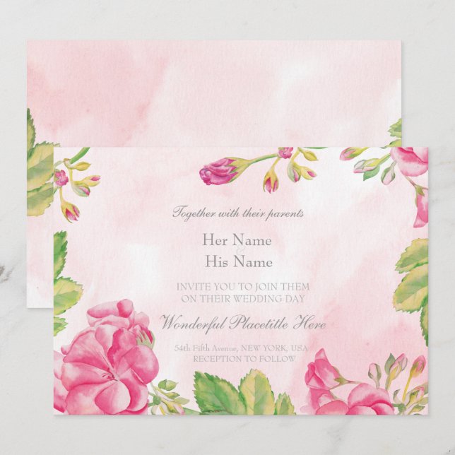 Invitación a la boda de las flores de verano (Anverso / Reverso)