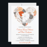 Invitación a la boda de las flores del corazón gri<br><div class="desc">Invitación a la boda de las flores del corazón grises y Naranjas Esta invitación a la boda floral y caprichosa cuenta con un naranja en forma de corazón, rosas grises y marrones, hojas y otra variedad de flores. Esta invitación forma parte de una suite de invitados a la boda. Los...</div>
