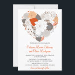 Invitación a la boda de las flores del corazón gri<br><div class="desc">Invitación a la boda de las flores del corazón grises y Naranjas Esta invitación a la boda floral y caprichosa cuenta con un naranja en forma de corazón, rosas grises y marrones, hojas y otra variedad de flores. Esta invitación forma parte de una suite de invitados a la boda. Los...</div>