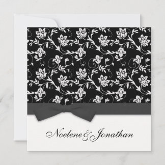 Invitación a la boda de las flores en blanco y neg