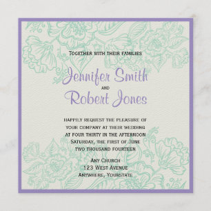 Invitación a la boda de las flores huecas y Verde 
