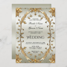 Invitación a la boda de las flores ornadas doradas