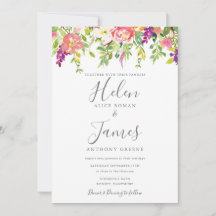 Invitación a la boda de las flores púrpura de la c