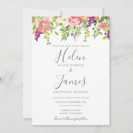 Invitación a la boda de las flores púrpura de la c