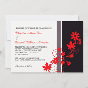 Invitación a la boda de las flores rojas