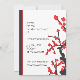 Invitación a la boda de las flores rojas japonesas